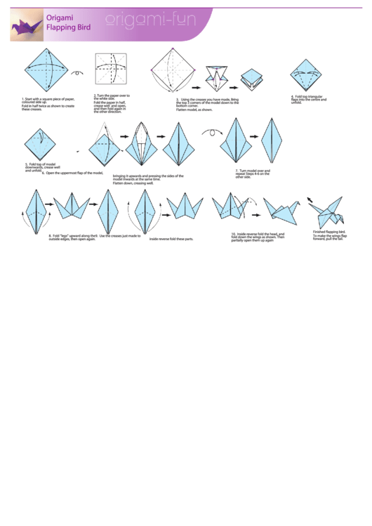 Origami Flapping Bird Instructions printable pdf download