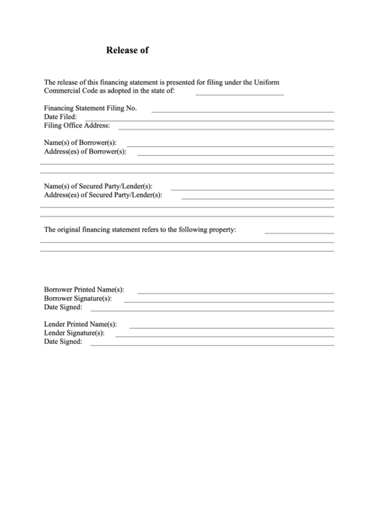 Ucc Financing Statement Form printable pdf download