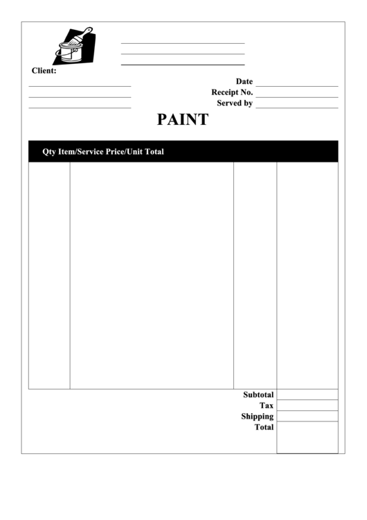 Paint Receipt Template printable pdf download