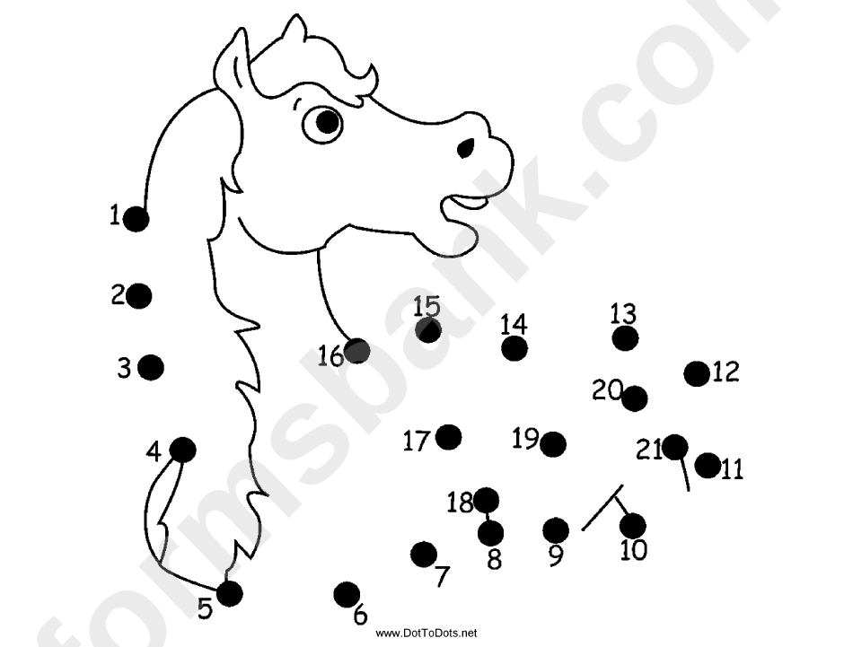 Horse DotToDot Sheet printable pdf download