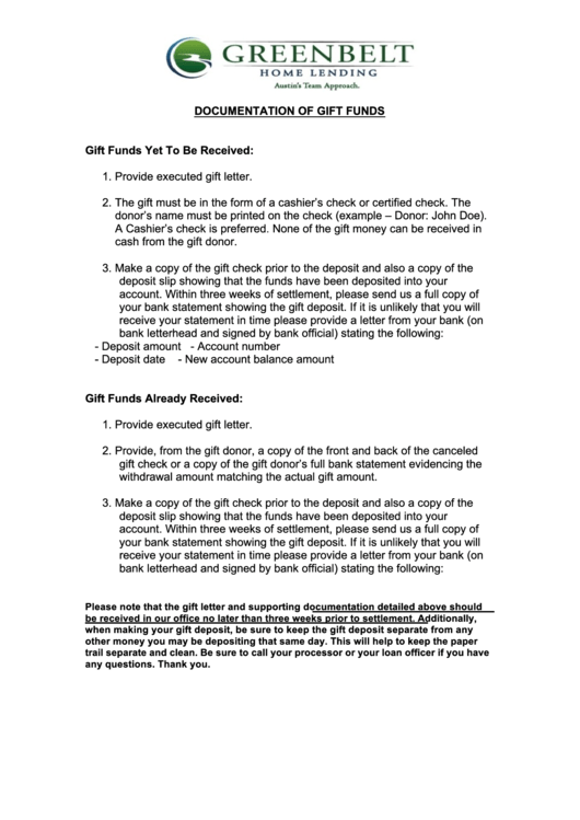 Gift Letter Template (Purchase Of Property) printable pdf download