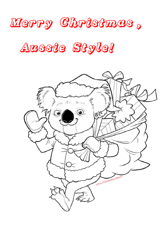 Aussie Style Christmas Coloring Sheet printable pdf download