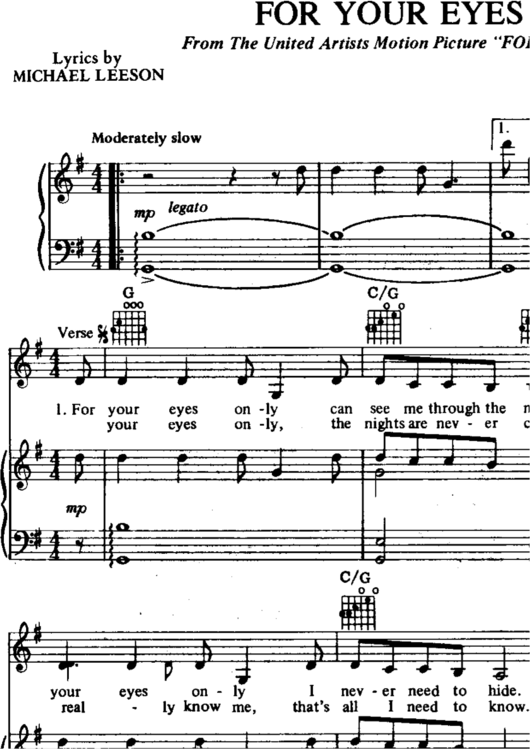 For Your Eyes Only (Sheet Music) Bill Conti printable pdf download