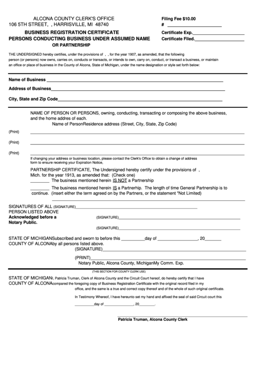 Business Registration Certificate printable pdf download