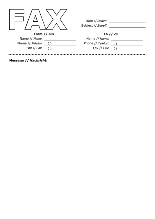 German Fax Cover Sheet printable pdf download