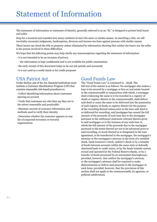 Confidential Information Statement printable pdf download