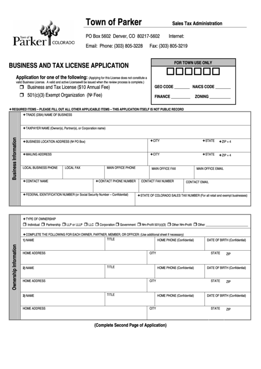 Business And Tax License Application Form Colorado Sales Tax