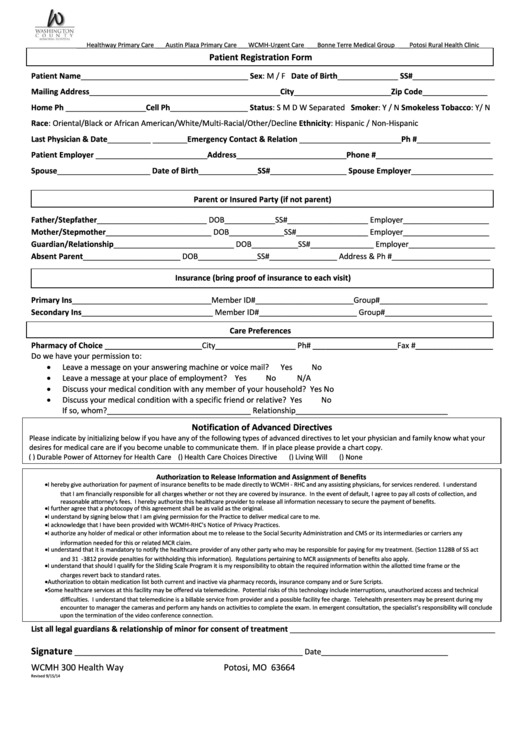 Sample Patient Registration Form printable pdf download