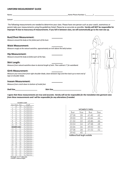 Fillable Uniform Measurement Guide printable pdf download