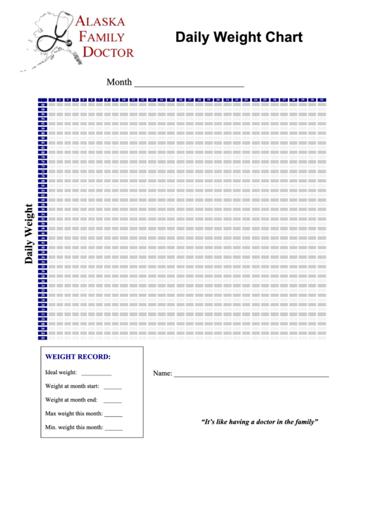 Daily Weight Chart printable pdf download