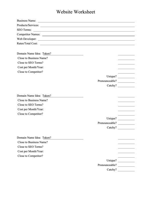 Top 10 Business Planning Worksheet Templates free to download in PDF format