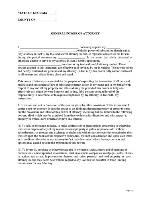 Fillable General Power Of Attorney Form printable pdf download