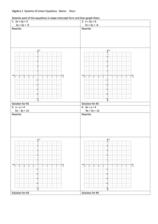 Algebra Systems Of Linear Equations printable pdf download