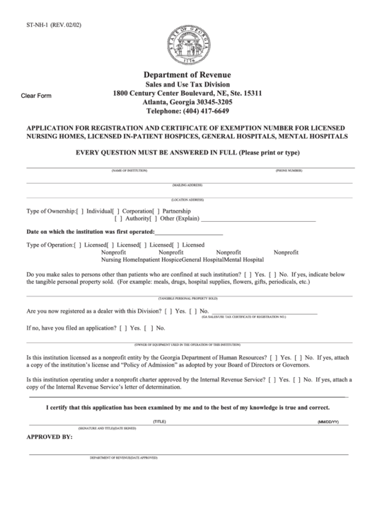Fillable Form StNh1 Application For Registration And Certificate Of