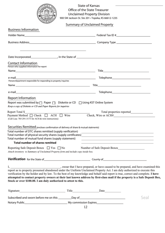 Kansas Unclaimed Property Law seputarpengetahuan.co.id