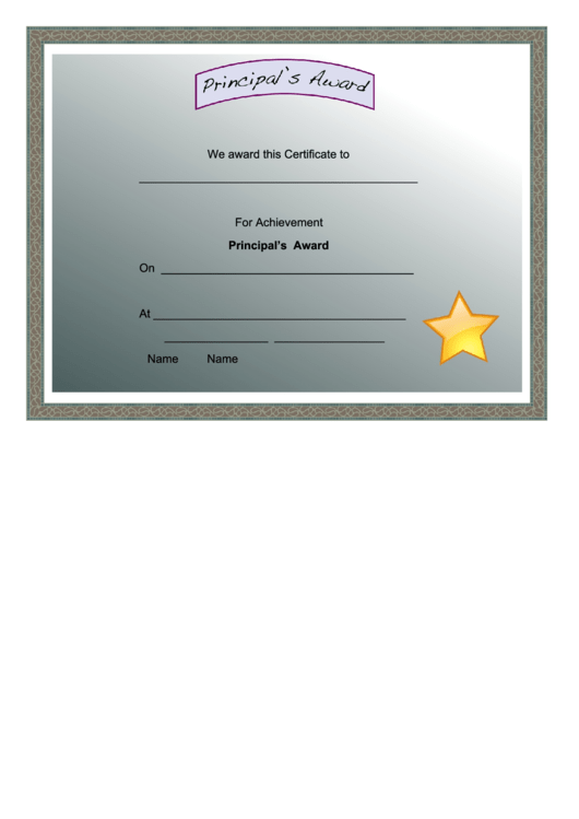 Principal'S Award Certificate Template printable pdf download