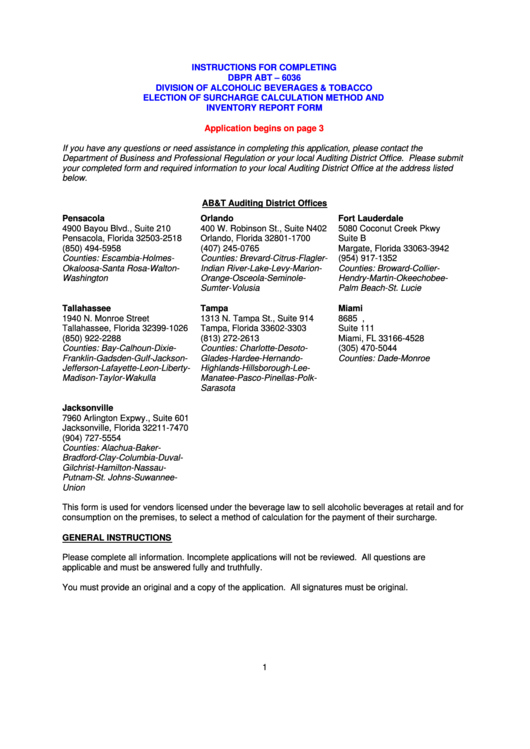 Form Dbpr Abt6036 Division Of Alcoholic Beverages And Tobacco