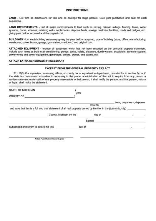 Fillable Excerpt From The General Property Tax Act printable pdf download