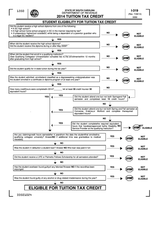 Form I319 Tuition Tax Credit 2014 printable pdf download