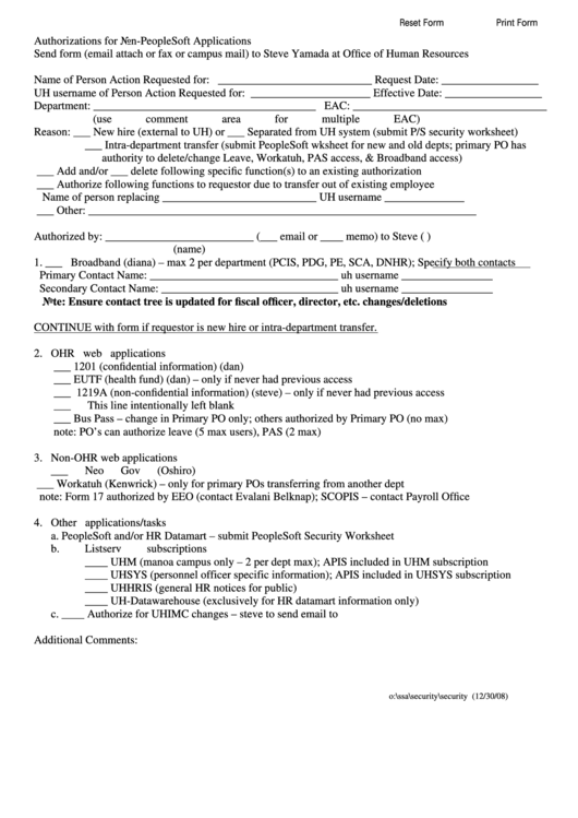 Fillable Authorizations For NonPeoplesoft Applications