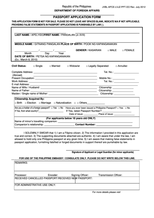 Philippine Passport Application Form www.vrogue.co