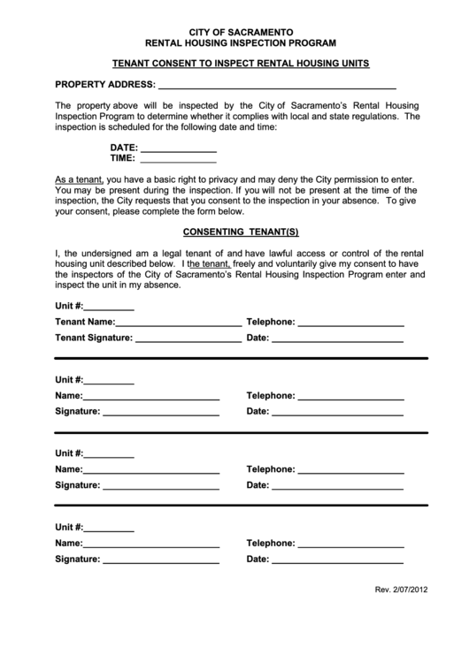 Fillable Rental Housing Inspection Program Form printable pdf download
