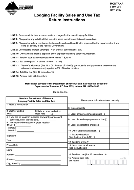 Form Lft Lodging Facility Sales And Use Tax Return Instructions
