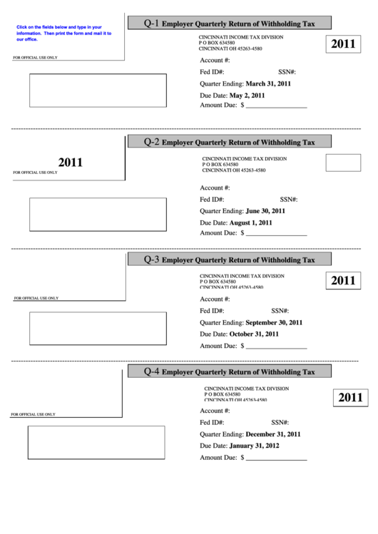 Fillable Form Q1 Employer Quarterly Return Of Withholding Tax