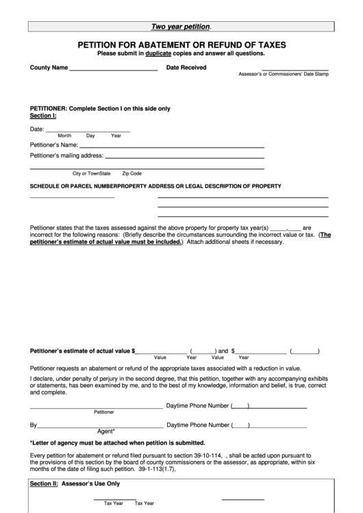 Petition For Abatement Or Refund Of Taxes Form Colorado printable pdf