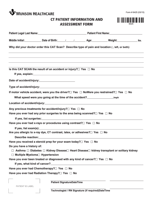 89 Medical Assessment Form Templates free to download in PDF