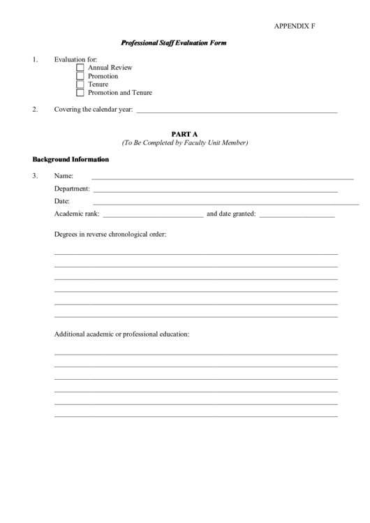 Professional Staff Evaluation Form printable pdf download