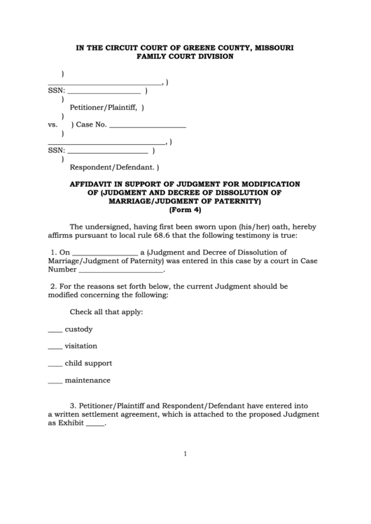 Family Court Division printable pdf download