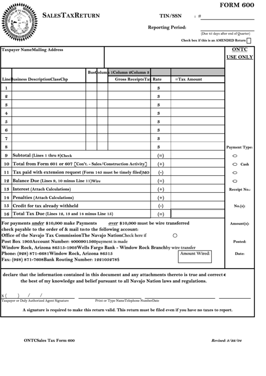 Form 600 Sales Tax Return 2002 printable pdf download