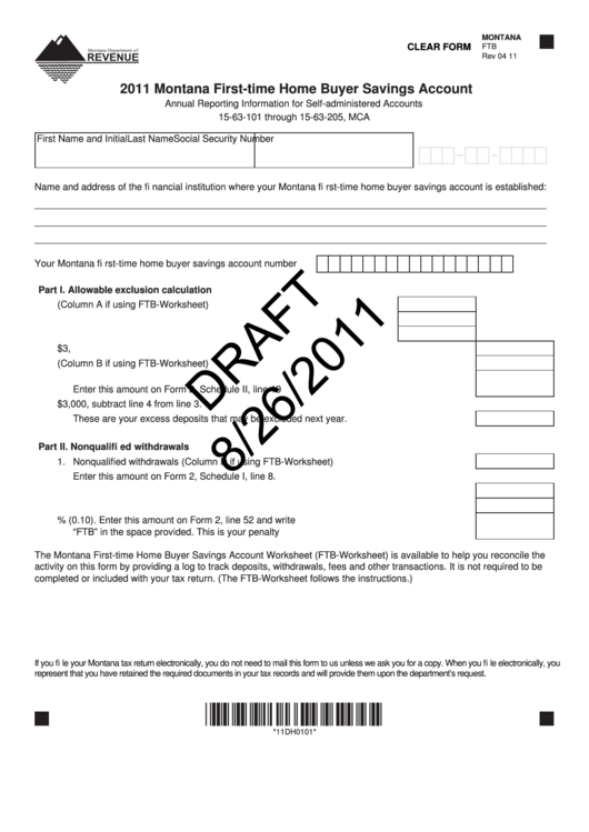Fillable Montana Form Ftb Draft Montana FirstTime Home Buyer Savings