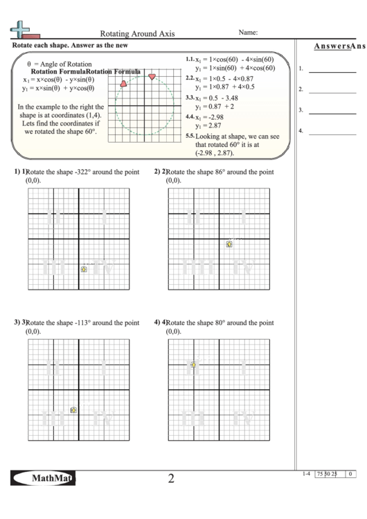 Rotating Around Axis Worksheet With Answer Key printable pdf download