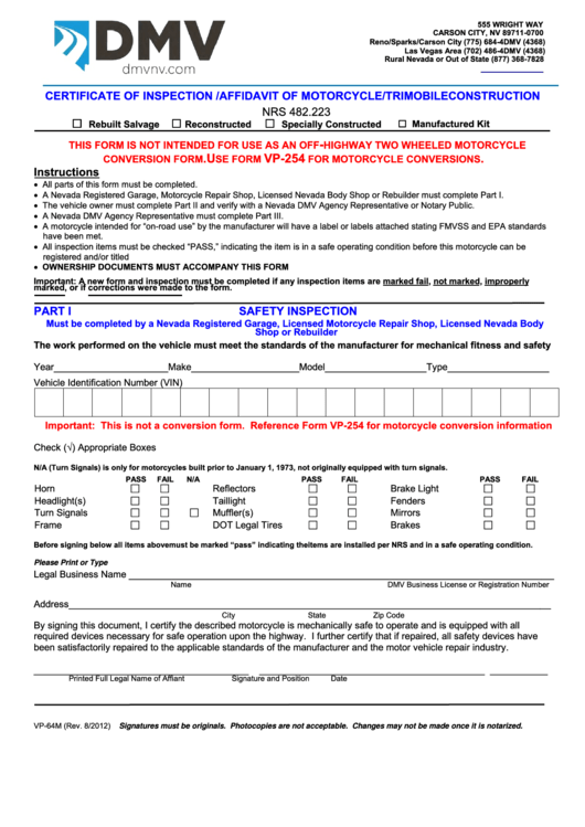 Motorcycle Safety Inspection Form