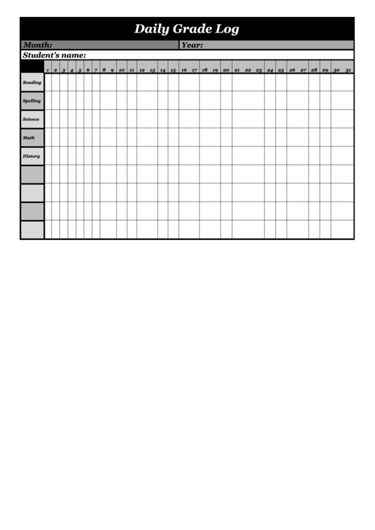 Teacher Daily Grading Chart printable pdf download