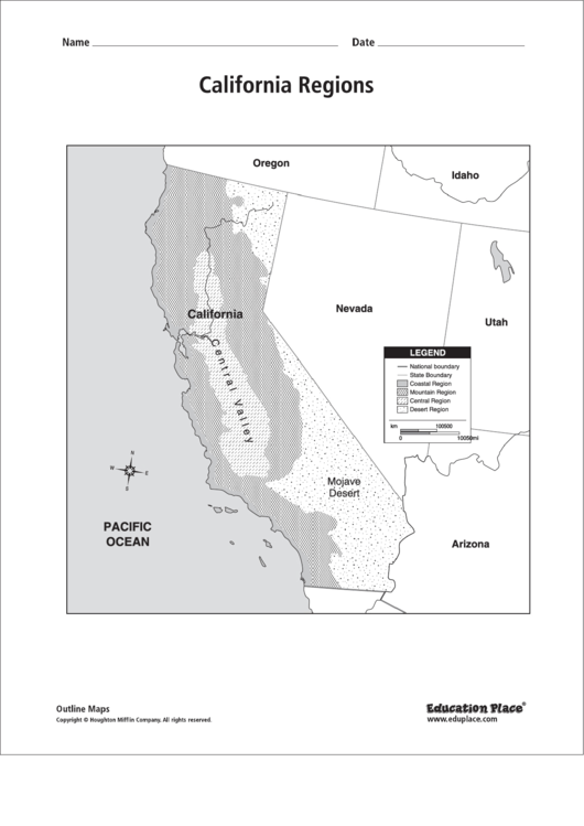 California Regions Template printable pdf download