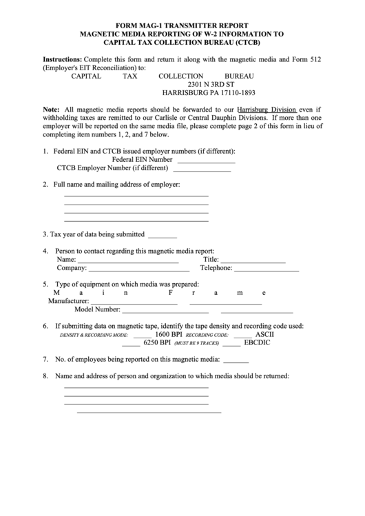 Fillable Form Mag1 Transmitter Report Media