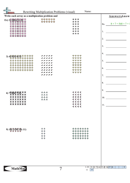 Rewriting Multiplication Problems (Visual) Math Worksheet With Answer