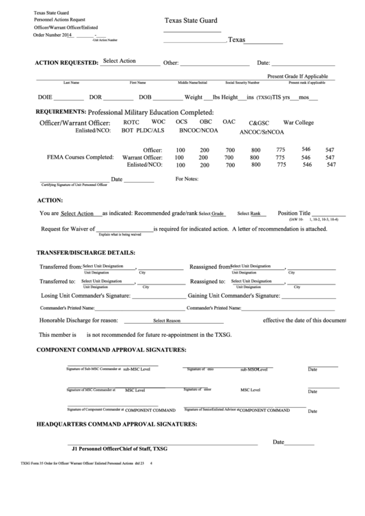 Fillable Personnel Actions Request Form printable pdf download