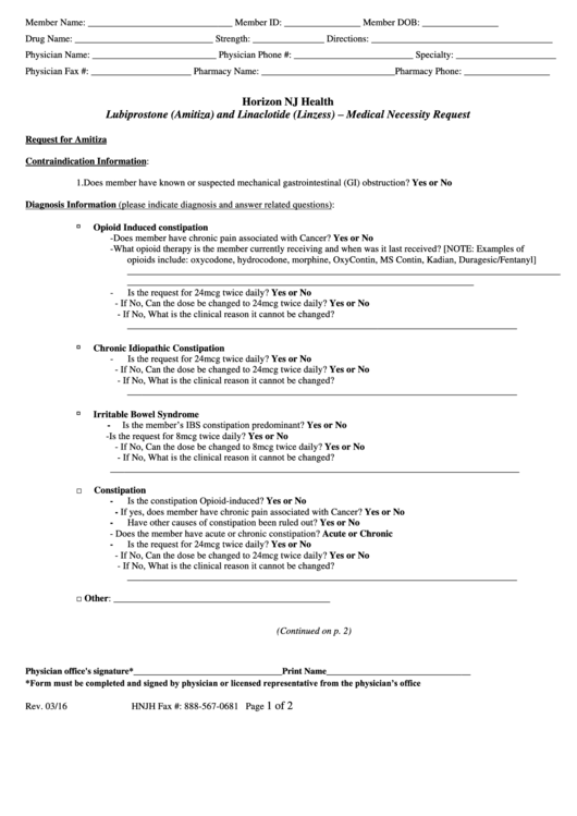 Medical Necessity Request Form printable pdf download