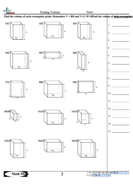 Finding Volume Worksheet printable pdf download