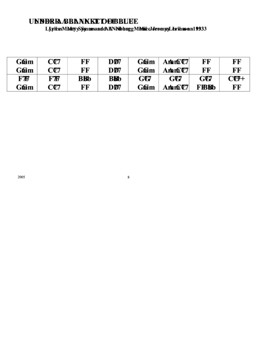 Jazz Chord Chart Under A Blanket Of Blue printable pdf download