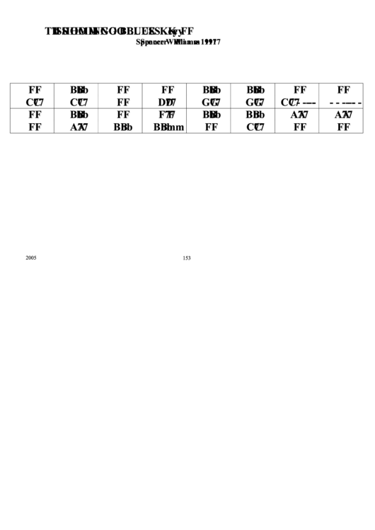 Jazz Chord Chart Tishomingo Blues (Key F) printable pdf download