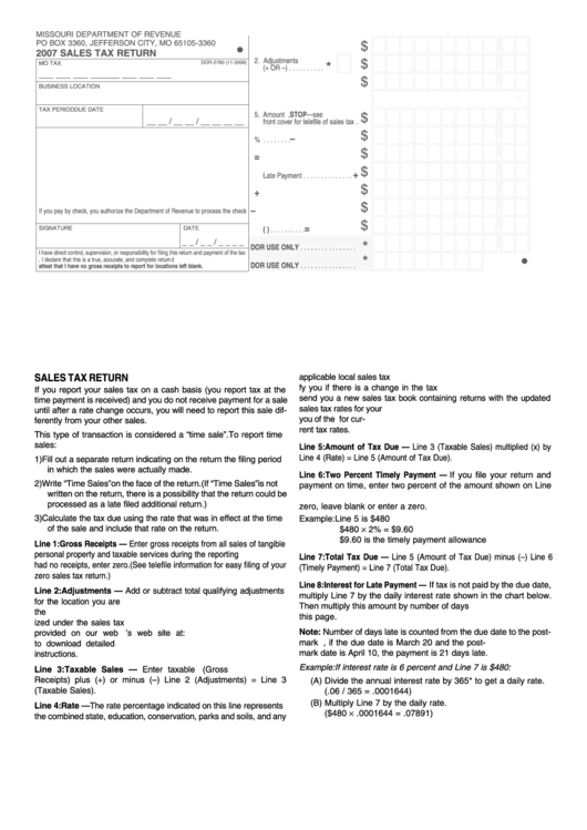 Sales Tax Return Form Jefferson City printable pdf download