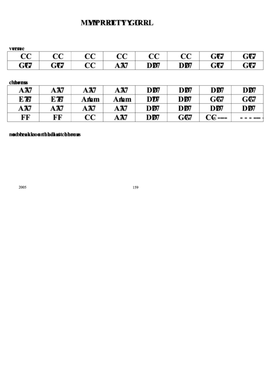 My Pretty Girl Chord Chart printable pdf download