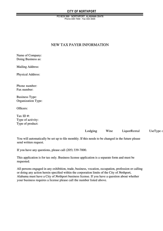 Top 14 Northport, Al Tax Forms And Templates free to download in PDF format