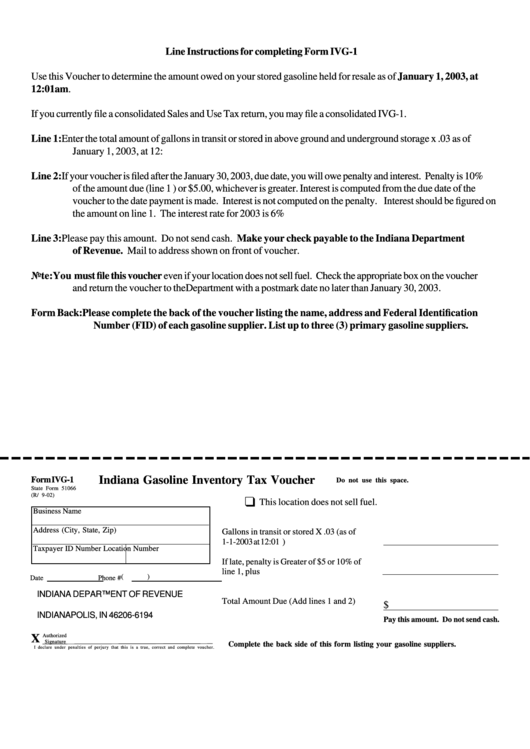 Form Ivg1 Indiana Gasoline Inventory Tax Voucher Form Indiana