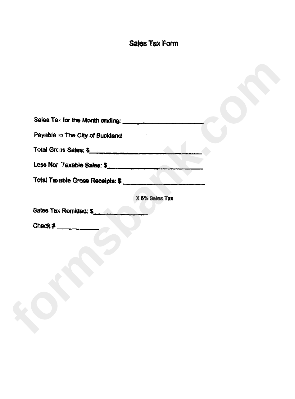 Sales Tax Form Template printable pdf download